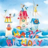 Postkarte Happy Birthday, Am Meer